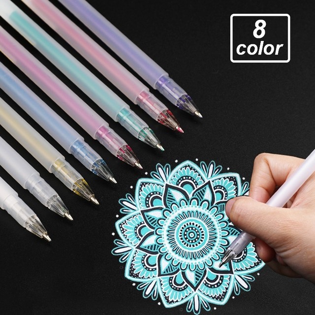 8Pcs Premium White Gel Pen, 0.8mm Fine Tip Sketching Pens for Artists,Black  Papers, Drawing Design, Illustration, Art Supplies - AliExpress